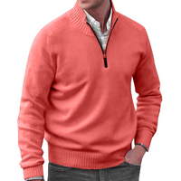 Tim | Hochkragen-Pullover mit Reißverschluss – Rosa