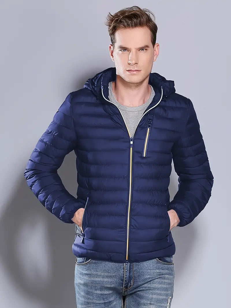 Reigonna | Lässige Herren-Pufferjacke mit Kapuze – Warmer, winddichter Polyester-Mantel