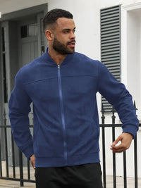 Liashan | Herren Vintage-inspirierte Fleecejacke aus Wildleder – Casual Zip-Up – Königsblau