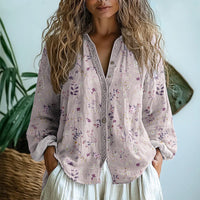 Lurellea - Bluse mit weichem Griff und Blattprint – Rosa
