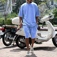 Draxen™-Set aus Premium-Strick mit Oversize-Passform und Streetwear-Style – Himmelblau