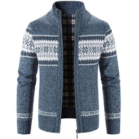 Maverick | Zip-Up Vintage Cardigan – Blau Grau