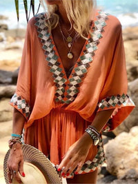 Jasmin Sommer-Jumpsuit | Leichter Strand-Short-Jumpsuit im Boho-Stil – Orange