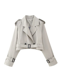 Coco | Cropped Trench Jacket – Grau