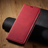 Samsung Hülle | Magnetische Leder Tasche für stilvollen Schutz deines Samsung im Sommer – Rot