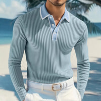 Castellan™-Poloshirt mit Langen Ärmeln, Kontrastierendem Kragen und Hochwertiger Verarbeitung – Blau