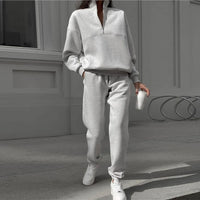 Essentielles Relaxed-Fit-Sweatshirt- und Jogger-Set für Damen – Weiß