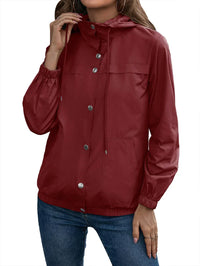 Damen Kapuze Wasserdichter Trenchcoat | Langarm – Bordeaux