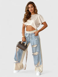 Franziska | Damenhose Sweatpants leger und bequem – Beige Blau