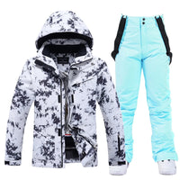 Damen Skianzug | Zweiteiliges Winterset für Outdoor-Einsatz – Schwarz / Blau
