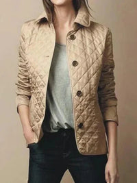 Dakta | Leichte Steppjacke mit Karomuster für Damen – Ideal für den Frühling – Beige