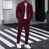 Dominus Elite™ Set mit Moderner Jacke und Slim-Fit-Hose – Bordeaux
