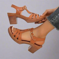 Irma | Orthopädische Sandalen mit Absatz – Dunkelbraun