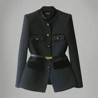 Sofia – Luxuriöser Blazer mit Gürtel – Schwarz