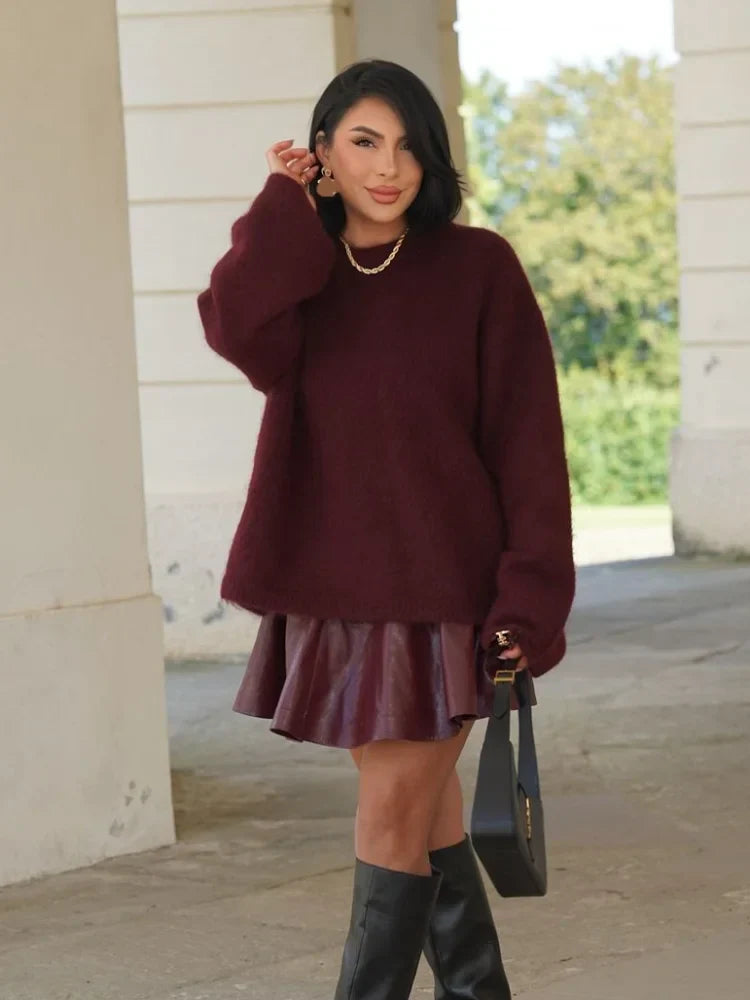Wizese | Chic Strickpullover für Damen mit Rundhalsausschnitt