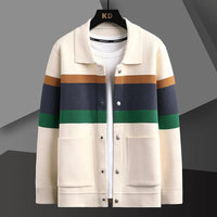 GERBICH - STRICKJACKE MIT STREIFEN UND KNÖPFEN – Weiß