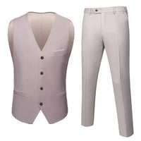 Herren Slim Fit Ärmellose Weste und Hose Set | Hochzeitsgast Anzug – Aprikose
