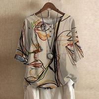 Brigitte | Damen Bluse Blumenmuster Lockere Passform – Blumenbluse Locker Sommer 2026 – Beige