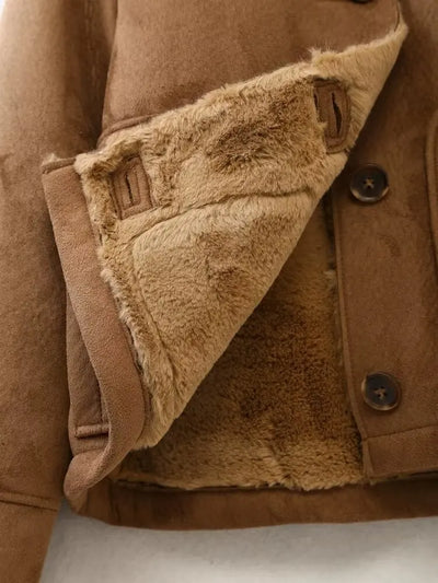 Olivareia | Damen Fashion Lederjacke mit Teddy-Panel und Reißverschluss