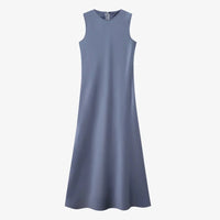 Elegantes Satinkleid - Stricktop-Kombinationsset – Blauer Glanzsatin