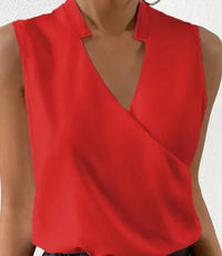 Blusentop für Damen - Ärmellose Bluse mit Stehkragen für Sommer – Rot