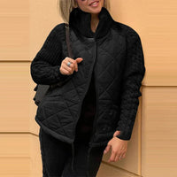 Milay | Modische Steppjacke mit Strickärmeln für Frauen – Schwarz