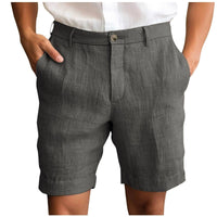 Calen - Schmal geschnittene Leinen-Shorts – Dunkelgrau
