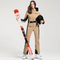 Einteiliger Skianzug für Damen | Wintersportbekleidung – Hellbraun