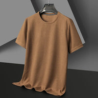 Herren Texturiert Kurzarm T-Shirt | Rundhals – Gelb
