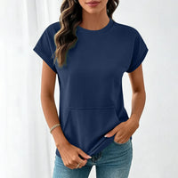 Elara™ T-Shirt Mit Leichtem Fall und Minimalistischem Design – Dunkelblau