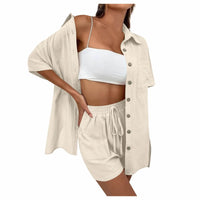Lucia | Bequemes, lockeres Top und lässiges Short-Set – Khaki