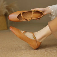 Helga | Damen Klassiker Leder Ballerinas – Braun