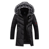 Herren Winterjacke | Langer Steppmantel Mit Kapuze – Schwarz
