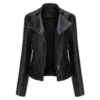 Bikerjacke Damen mit Reißverschluss | schmal für verschiedene Outfits – Schwarz