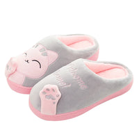 Damen Hausschuhe mit Katzen-Design | Weich und Warme – Rosa / Grau 2
