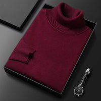 Leichter Sommer-Rollkragenpullover für Herren - Moderner Pullover für warme Tage – Weinrot