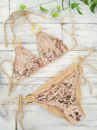 Heidi-Mode | Neu Sexy Bikinis Pailletten Goldfarbe Frauen Bandage Bikini Set Push-Up Vorgepolsterter Bh Badeanzug Set Bademode – 2570 NEIN 1