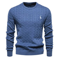 Falkner | Strickmodern Herrenpullover – Blau