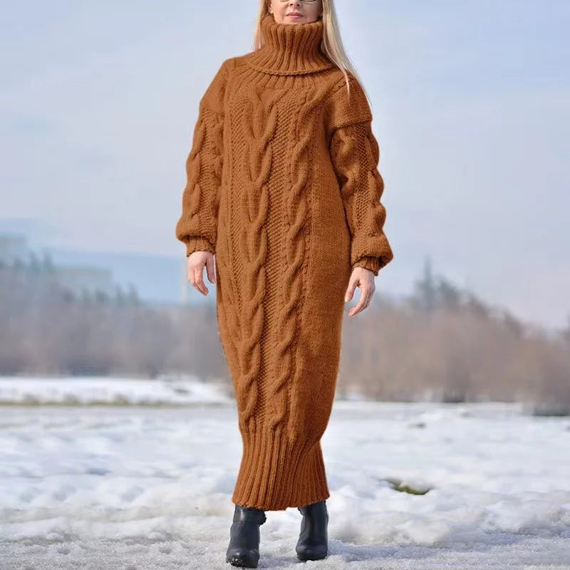 Lunelor | Lässiges Strickkleid mit Rollkragen für Winter
