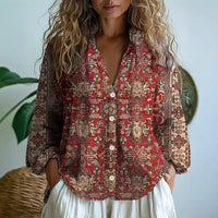 Hailey | Naturmuster Dreiviertelarm Bluse – Bordeaux