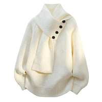 Aurelia Scarf-Neck Knit – Weiß