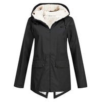 Damen Winter Wasserdichter Trenchcoat | Mit Kapuze – Schwarz