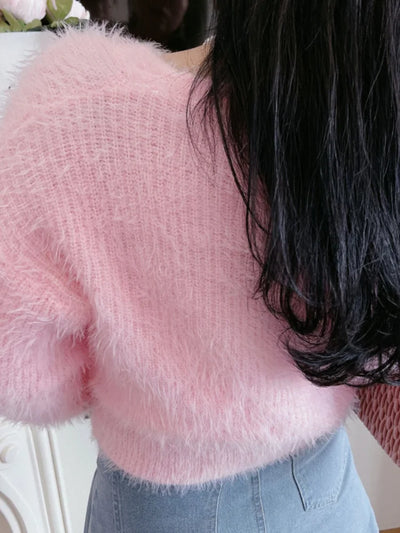 Reisylvia | Damen Strick-Cardigan in Grün und Rosa