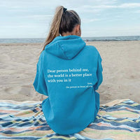 Übergroßer warmer Kapuzenpullover – Blau