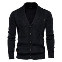 Janusz - Knopfleiste Strick Jacke – Schwarz