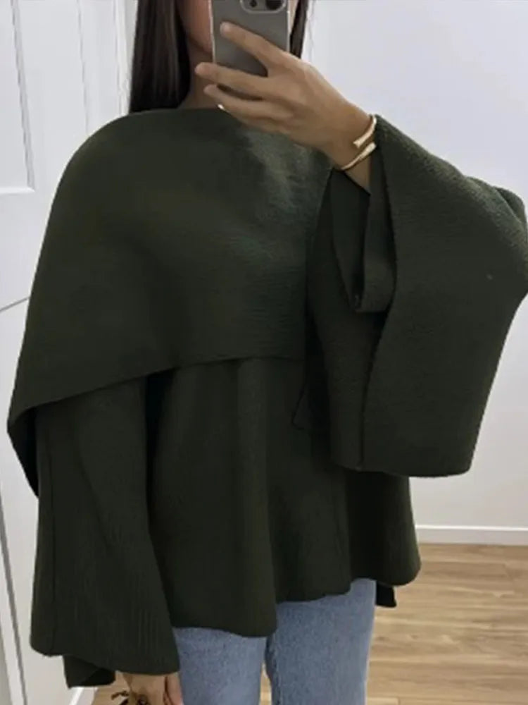 Yasmina | Elegante einfarbige Woll-Capejacken Damen