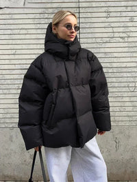 Natascha - Kuschelige Winterjacke mit Wolle – Schwarz