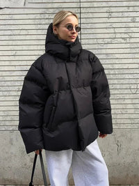 Romy | Dicker gesteppter Wintermantel für Frauen – Schwarz