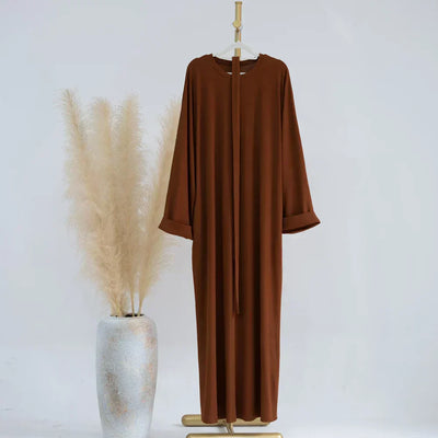 Ariane - Elegante gestrickte Abaya mit Gürtel und Seitentaschen