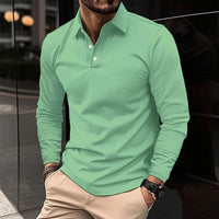 Gideon | Herren Klassisches Langarm Poloshirt – Grün